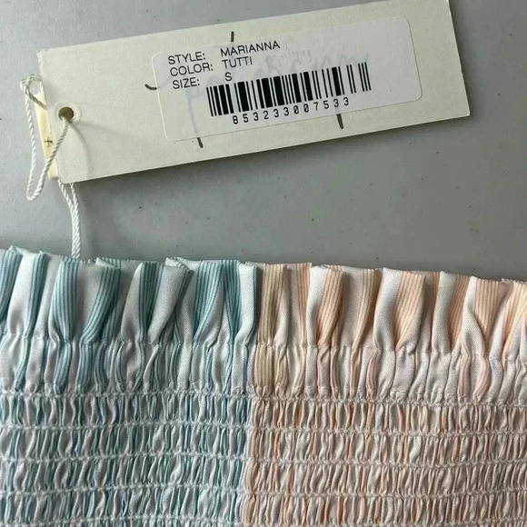 Revolve x Petersyn Marianna Smocked Top Tutti Candy Stripe Festival Fairy S NWT - Picture 2 of 5